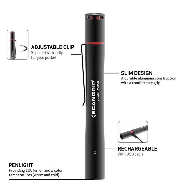 SCANGRIP MATCHPEN R - Rechargeable penlight with 2 COLOR LIGHT and 100 lumen - Image 2